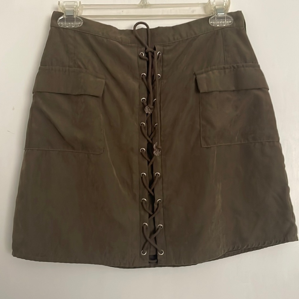 Army green skirt